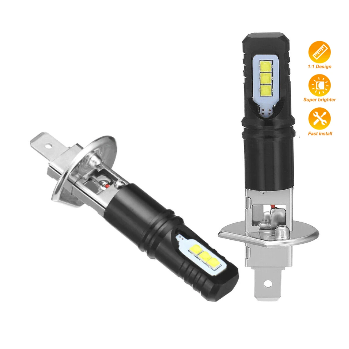 Led Headlight 6500K White 12000Lm - 2Pcs 12000LM H1 H3 LED Headlight