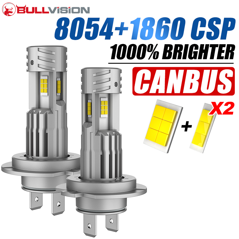Led Headlight Bulb Canbus Error Free - 2x Three Sides Light H7 H8