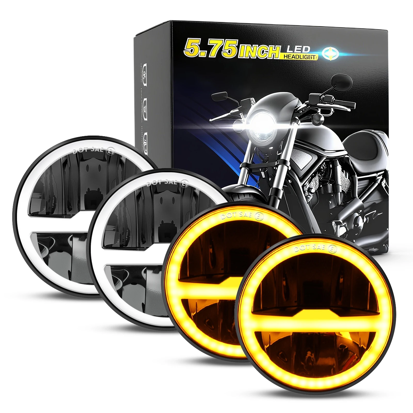 Motorcycle Led Headlight Bulb H4 - HAOLIDE 5.75inch Led Motorcycle Headlight H4