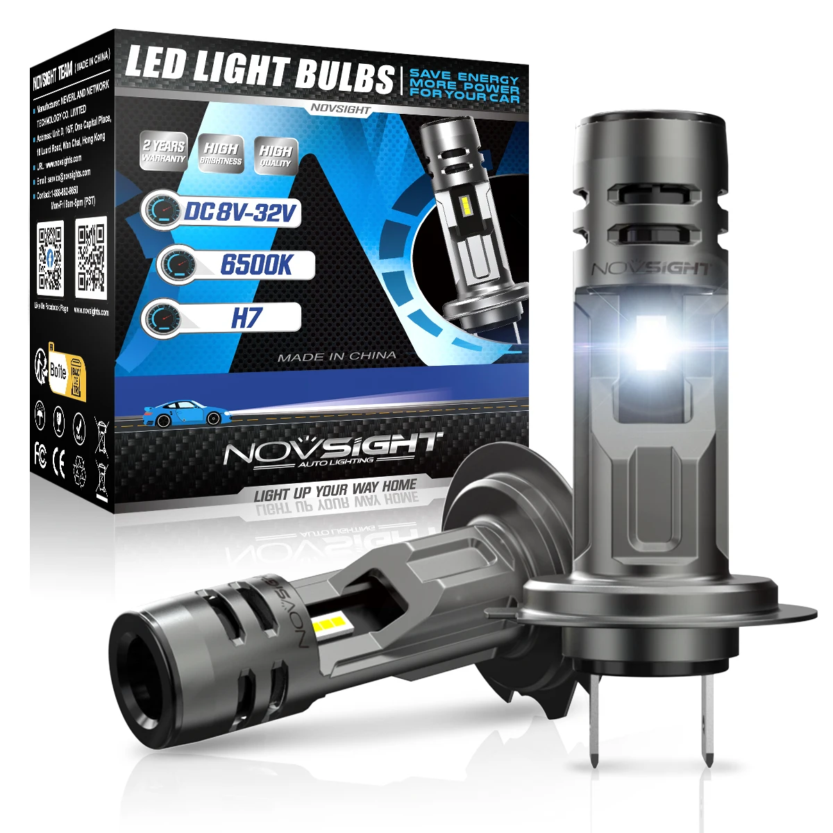Led Headlight 6500K White 12000Lm - NOVSIGHT H7 LED Headlight 1:1 Mini