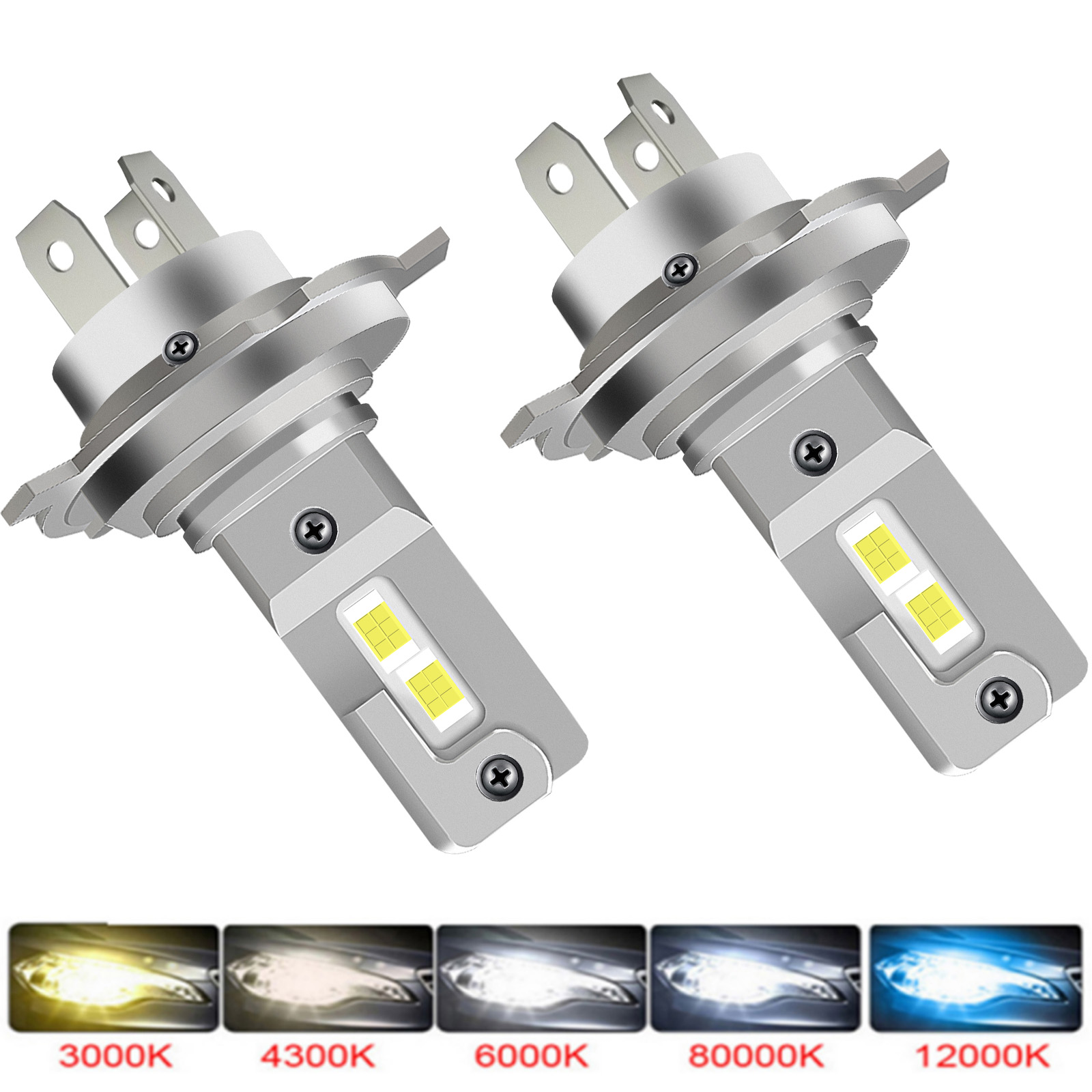 Led Headlight H4 Hi Lo 120W - 2Pcs 30000LM H4 9003 H7 LED