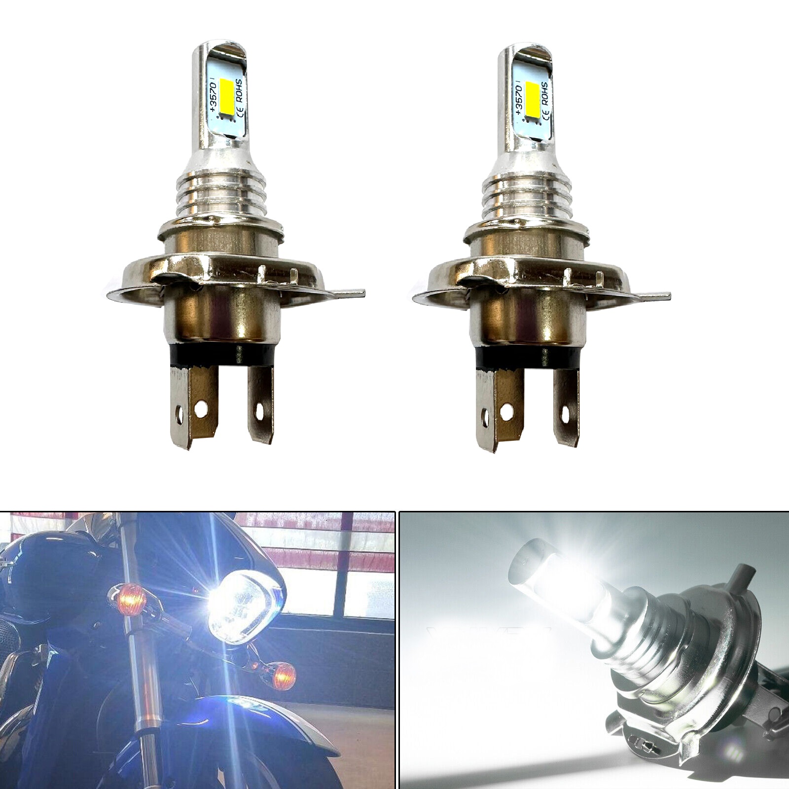 Motorcycle Led Headlight Bulb H4 - H4 12v Led Xenon White Canbus