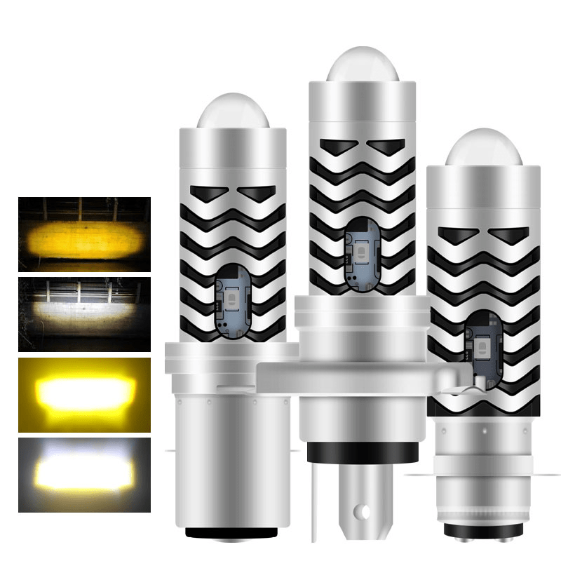 Motorcycle Led Headlight Bulb H4 - 1Pc H4 P15D LED Dual Color