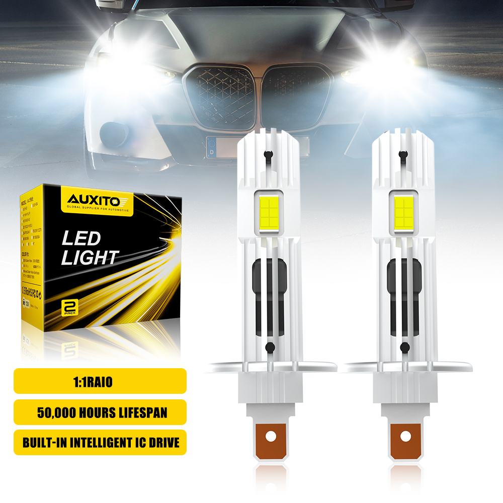 Led Headlight 6500K White 12000Lm - AUXITO 2Pcs 12000LM H1 LED Canbus