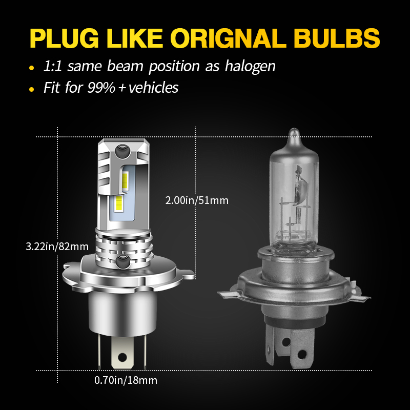 1pc/2Pcs Bright White H7 H4 LE - огляд і ціна Led Headlight 6500K White 12000Lm
