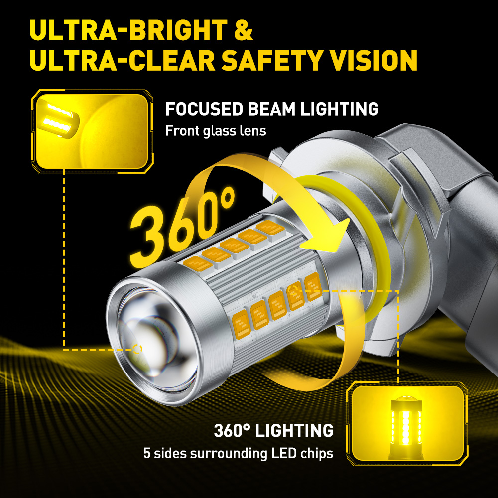 2Pcs AUXITO 9006 HB4 LED Yello - огляд і ціна Led Fog Light H11 3000K Yellow