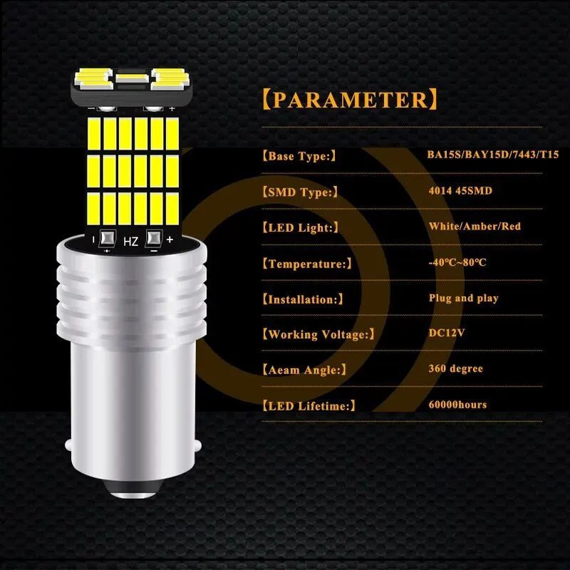 2PCS 1157 1156 BA15S P21W W16W - огляд і ціна Led Tail Light Bulb Canbus