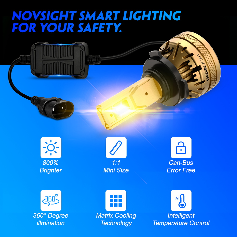 NOVSIGHT A500 N37Y Yellow Ligh - огляд і ціна Led Fog Light H11 3000K Yellow