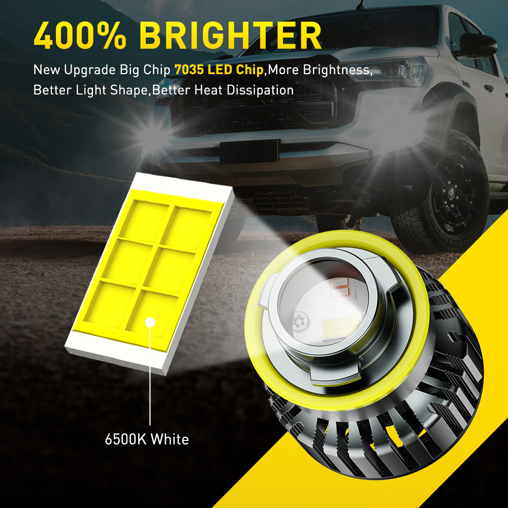 2Pcs AUXITO Laser Lens Car H11 - огляд і ціна Led Fog Light H11 3000K Yellow