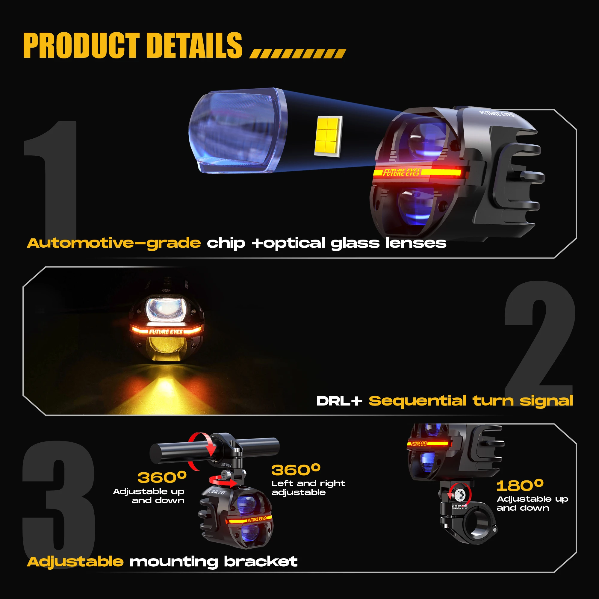 Future Eyes X80 - 120W LED Mot - огляд і ціна Led Headlight 6500K White 12000Lm