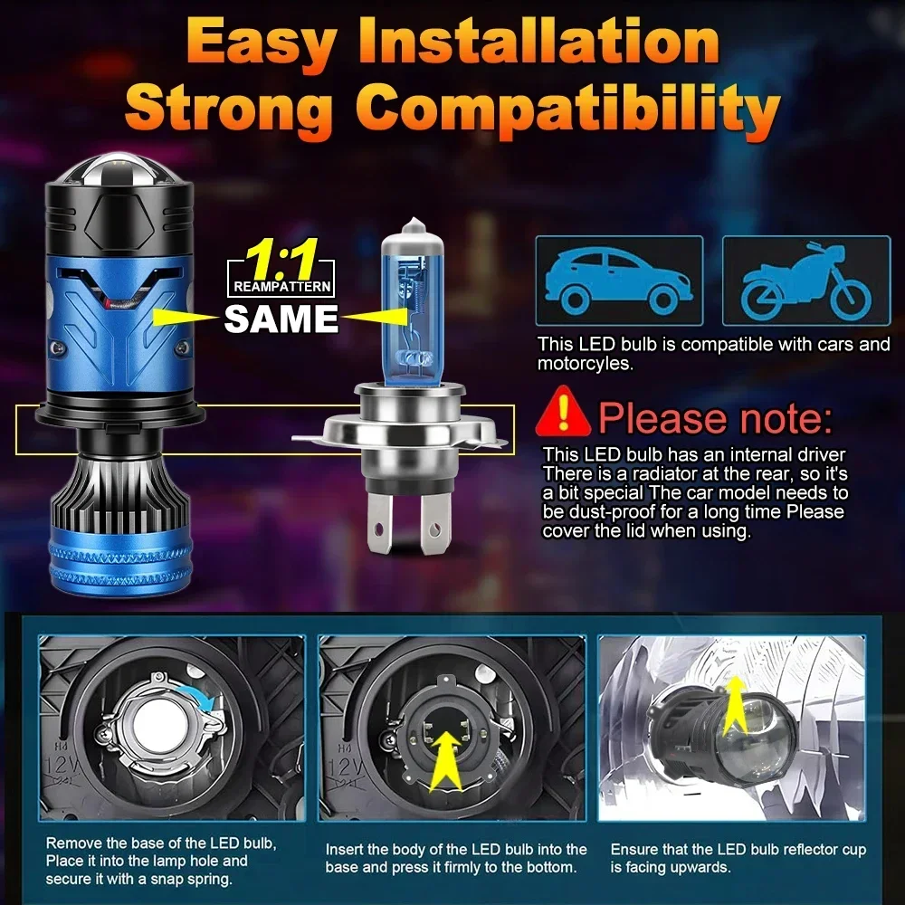 H4 LED Headlight Bulb Projecto - огляд і ціна Led Headlight H4 Hi Lo 120W