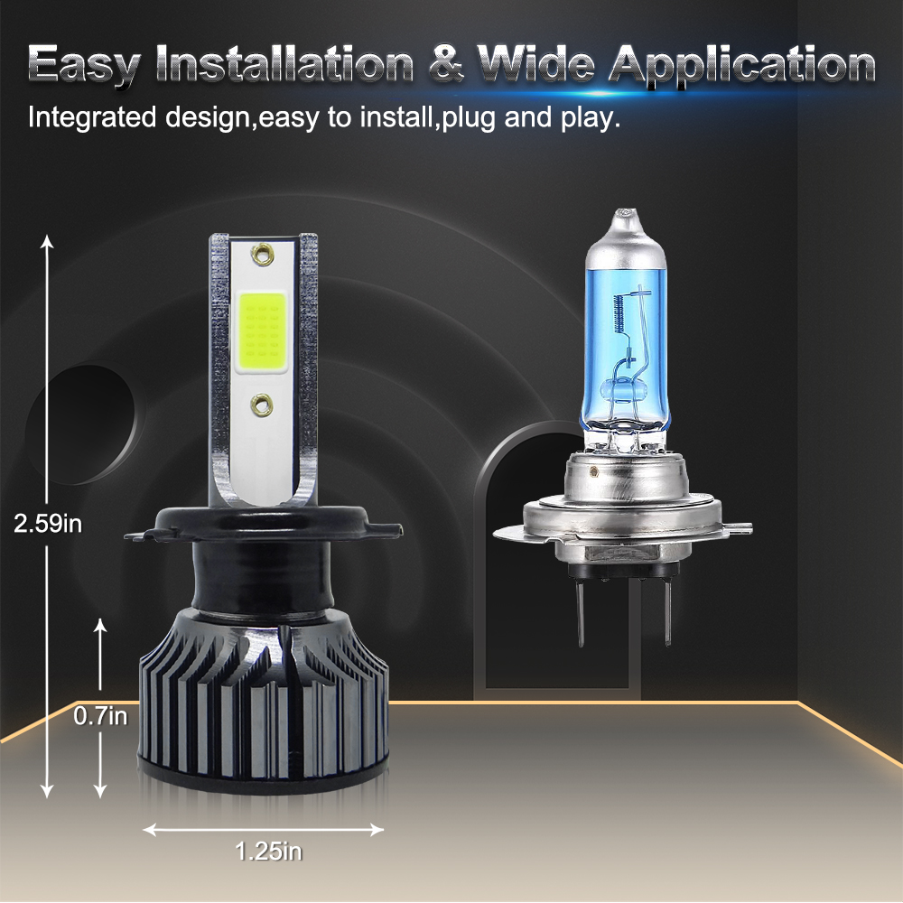 2Pcs Mini LED Car Headlight Bu - огляд і ціна Led Headlight Bulb H7 20000Lm