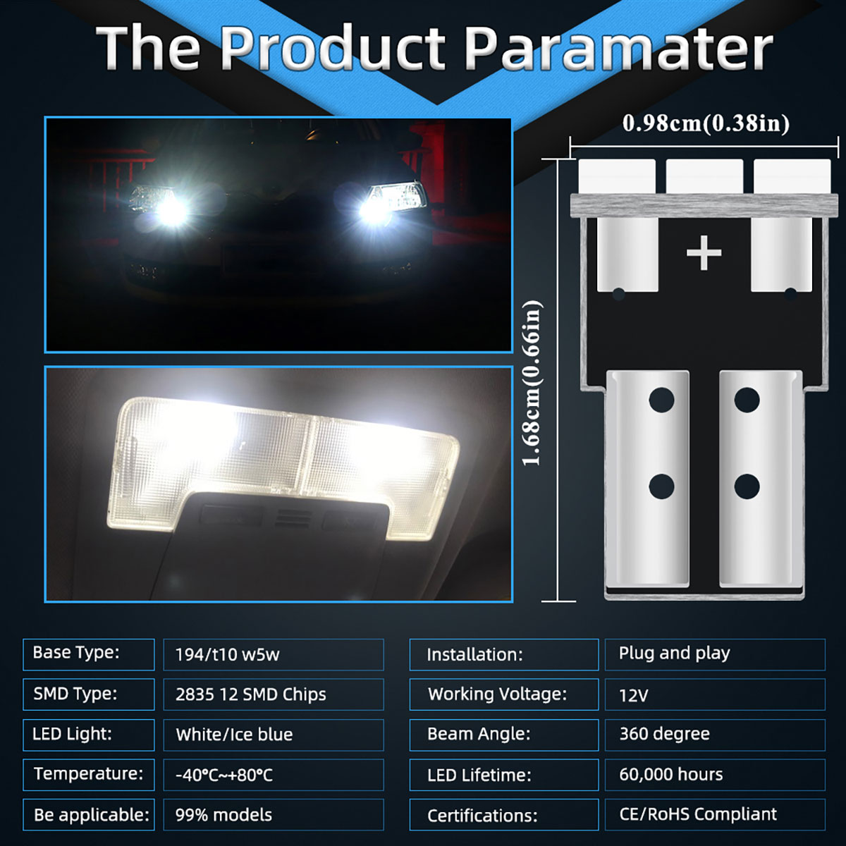 4Pcs T10 W5W Canbus 1206 12SMD - огляд і ціна Led Tail Light Bulb Canbus