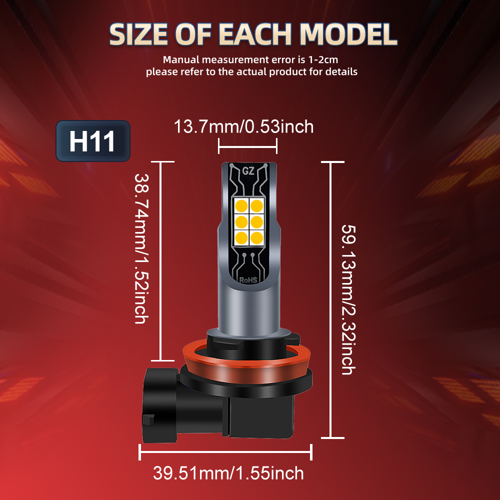 2PCS H11 H8 LED Bulbs Golden Y - огляд і ціна Led Fog Light H11 3000K Yellow