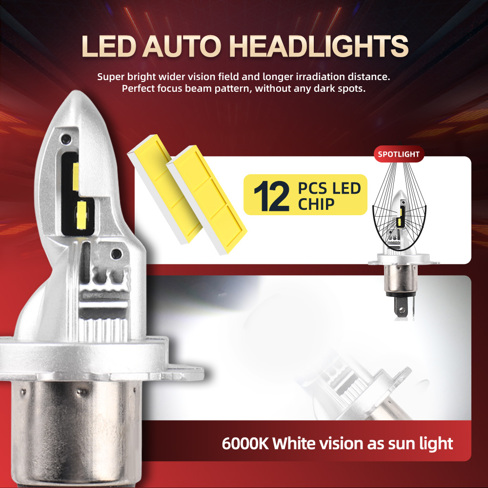 1PC Motorcycle H4 Headlight Bu - огляд і ціна Motorcycle Led Headlight Bulb H4