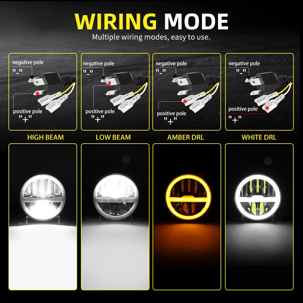 HAOLIDE 5.75inch Led Motorcycl - огляд і ціна Motorcycle Led Headlight Bulb H4