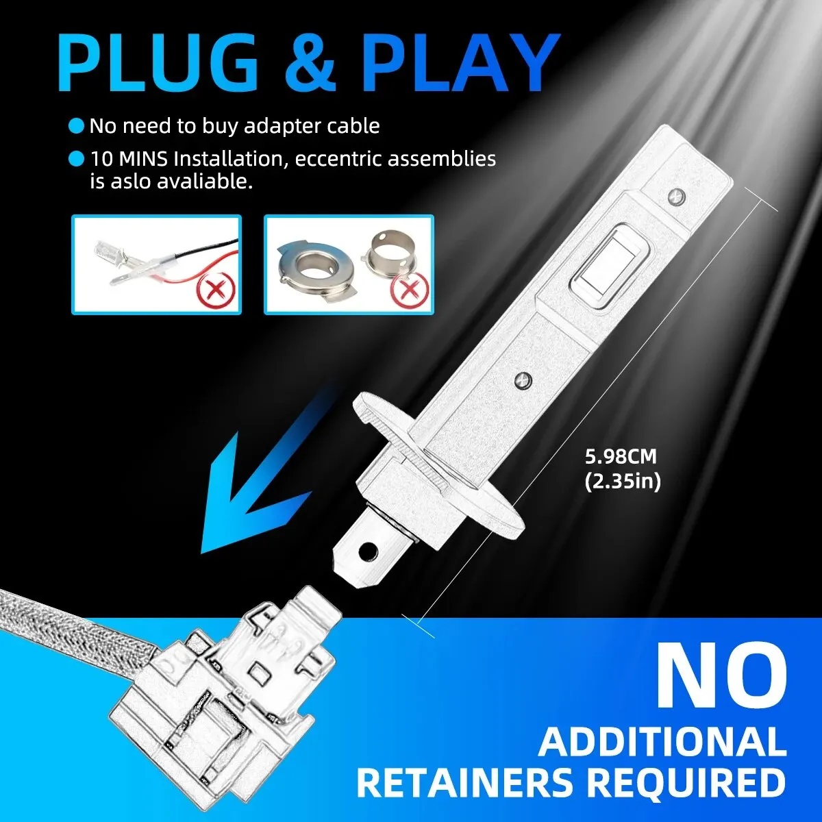 2Pcs 1:1 Car LED H3 H1 H7 Head - огляд і ціна Led Headlight Bulb H7 20000Lm