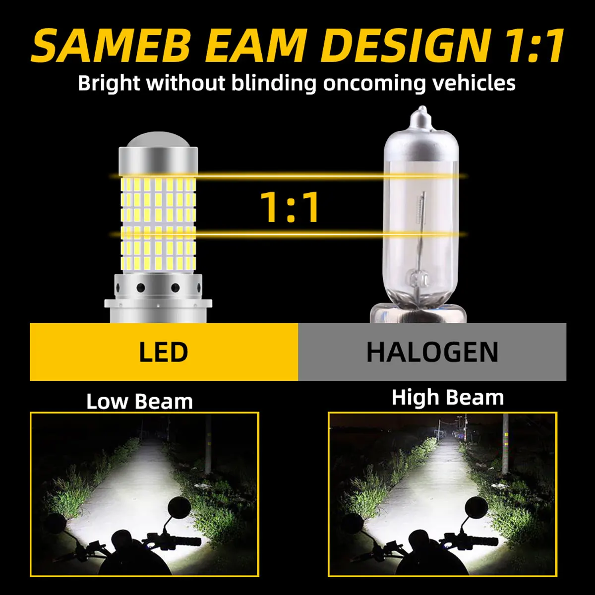 1PCS 144SMD H4 P15D BA20D Moto - огляд і ціна Motorcycle Led Headlight Bulb H4