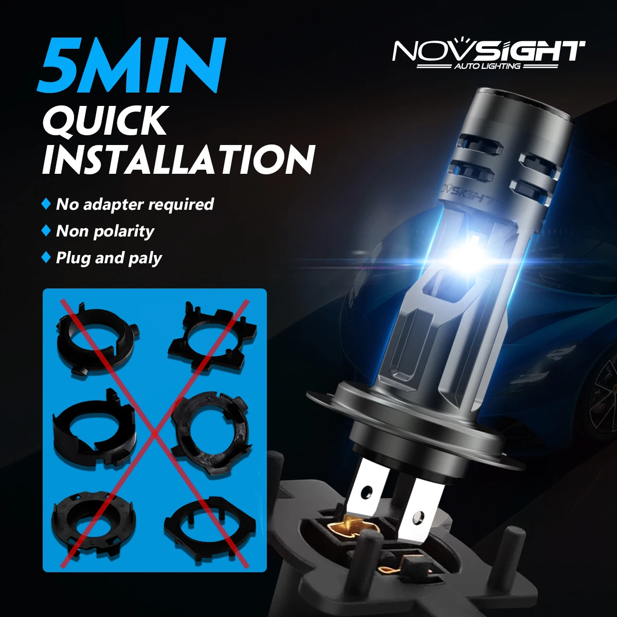 NOVSIGHT H7 LED Headlight 1:1  - огляд і ціна Led Headlight 6500K White 12000Lm