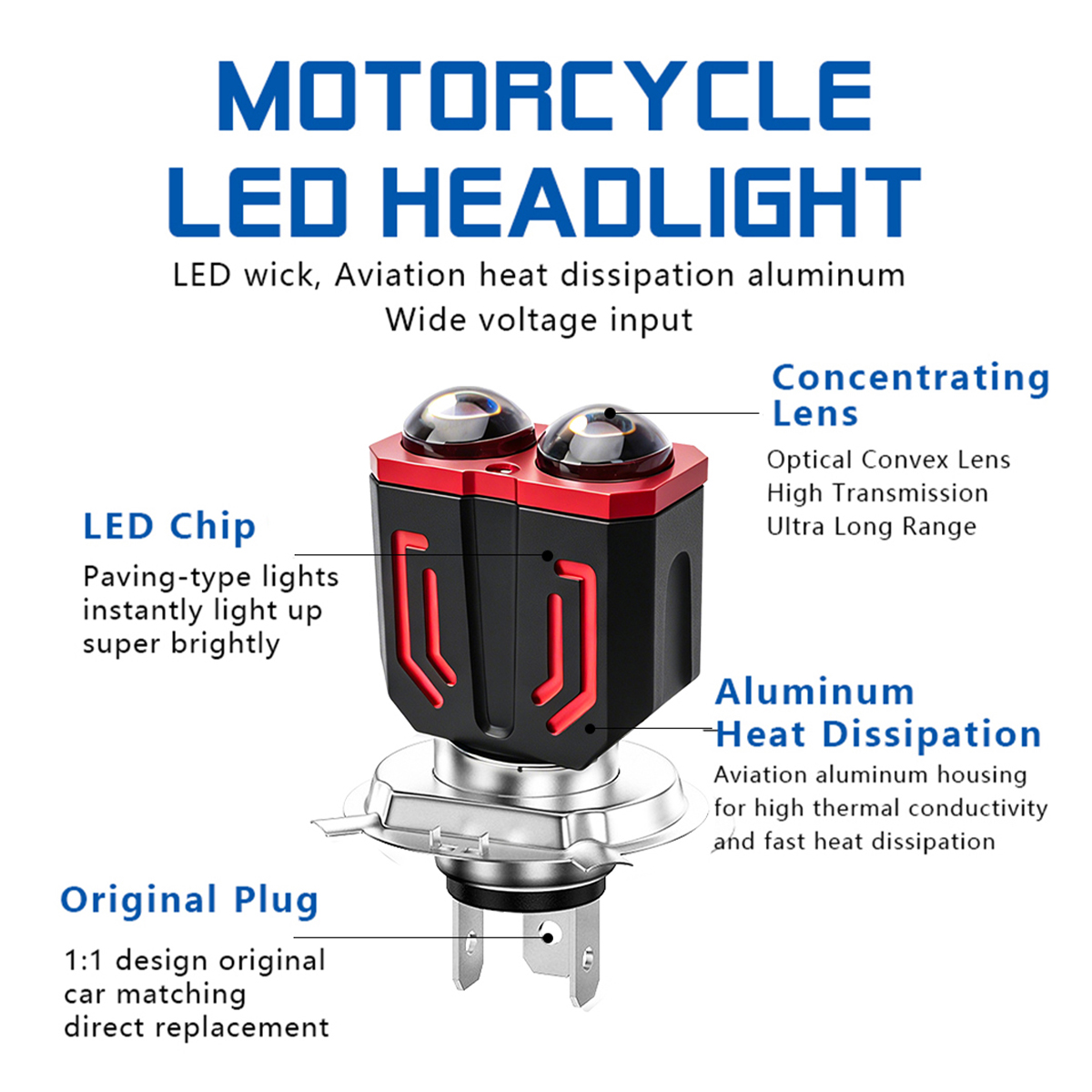 KEVANLY 1x H4 BA20D H6 LED Mot - огляд і ціна Motorcycle Led Headlight Bulb H4