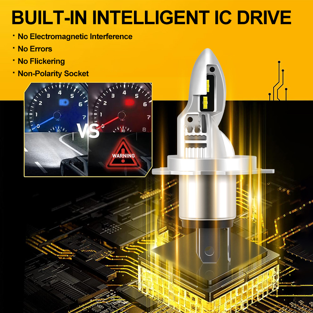Fanless Moto Lamp H4 6000K Bri - огляд і ціна Motorcycle Led Headlight Bulb H4