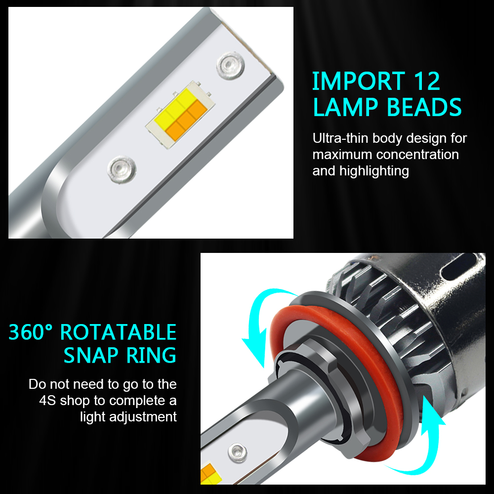 2x 3 Colors 100W LED Car led H - огляд і ціна Car Led Bulb H1 H3 H8 H11