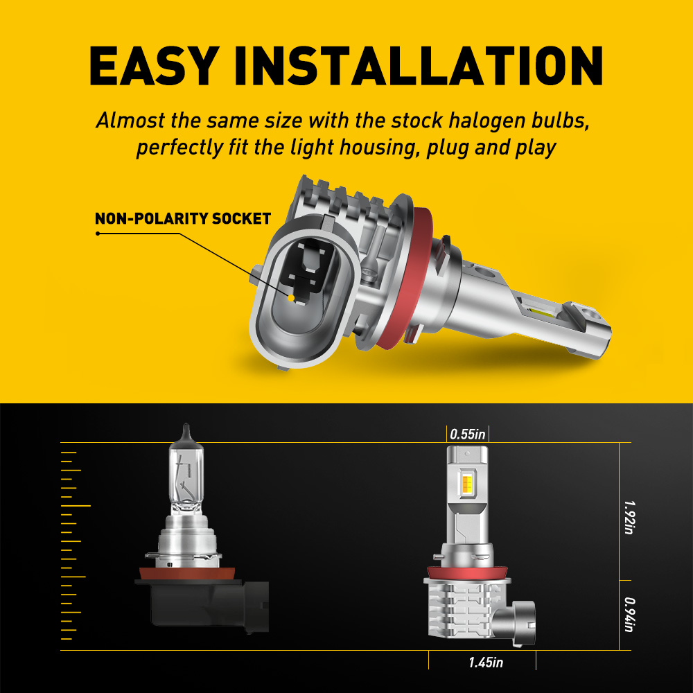 AUXITO 2Pcs Switchback H8 H11  - огляд і ціна Led Fog Light H11 3000K Yellow