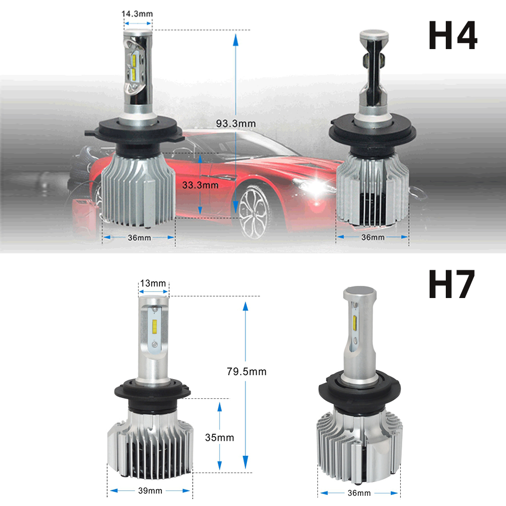 HL 2Pcs LED H4 H7 Car Headligh - огляд і ціна Led Headlight Bulb H7 20000Lm