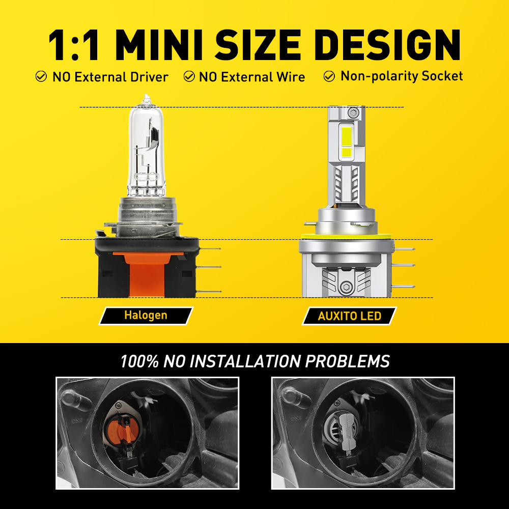 AUXITO 2pcs H15 LED Headlight  - огляд і ціна Led Headlight Bulb Canbus Error Free