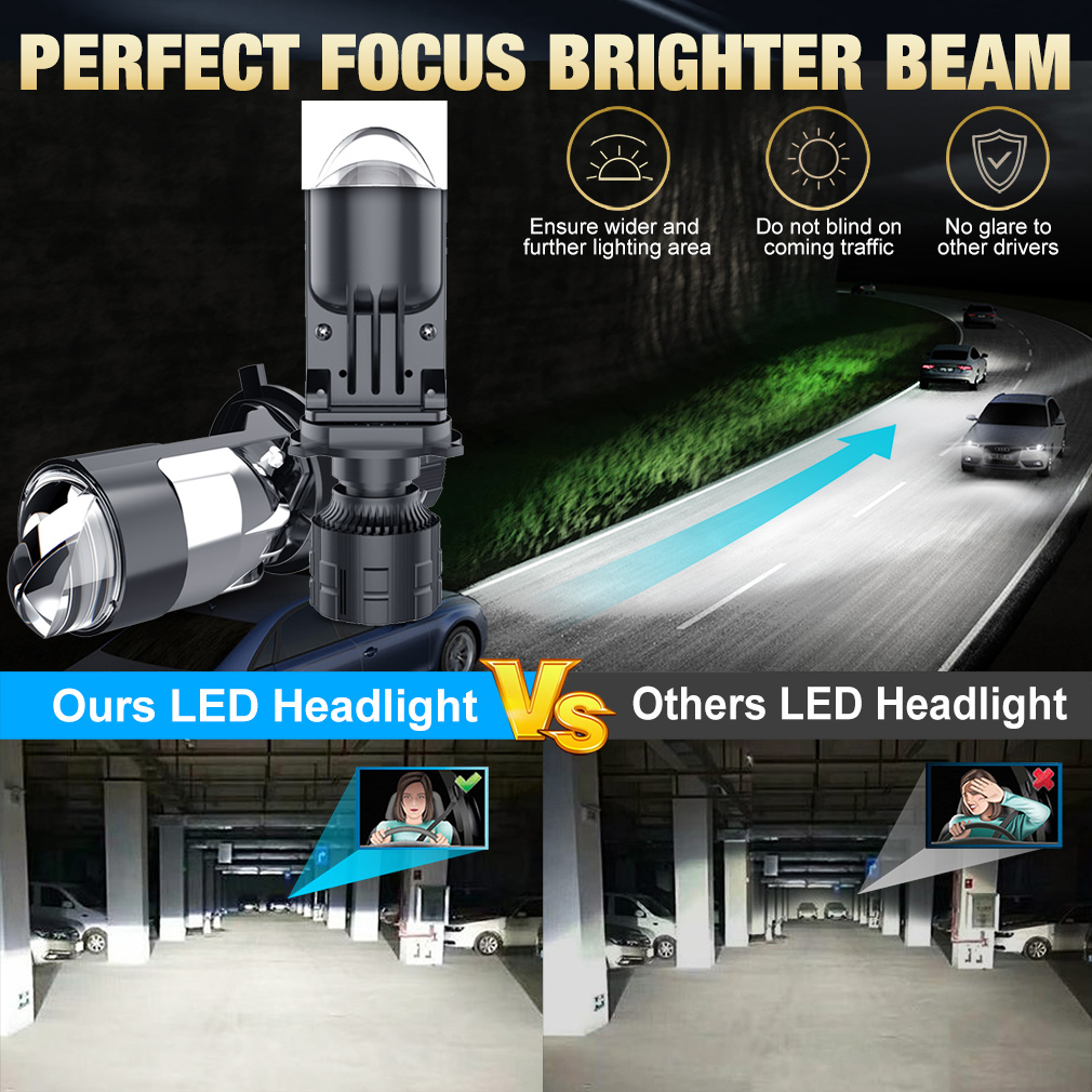 2pcs 120W H4 LED Mini Projecto - огляд і ціна Led Headlight H4 Hi Lo 120W