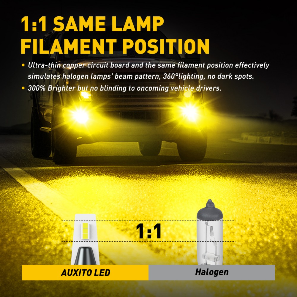AUXITO 2Pcs H11 H8 LED Fog Lig - огляд і ціна Led Fog Light H11 3000K Yellow