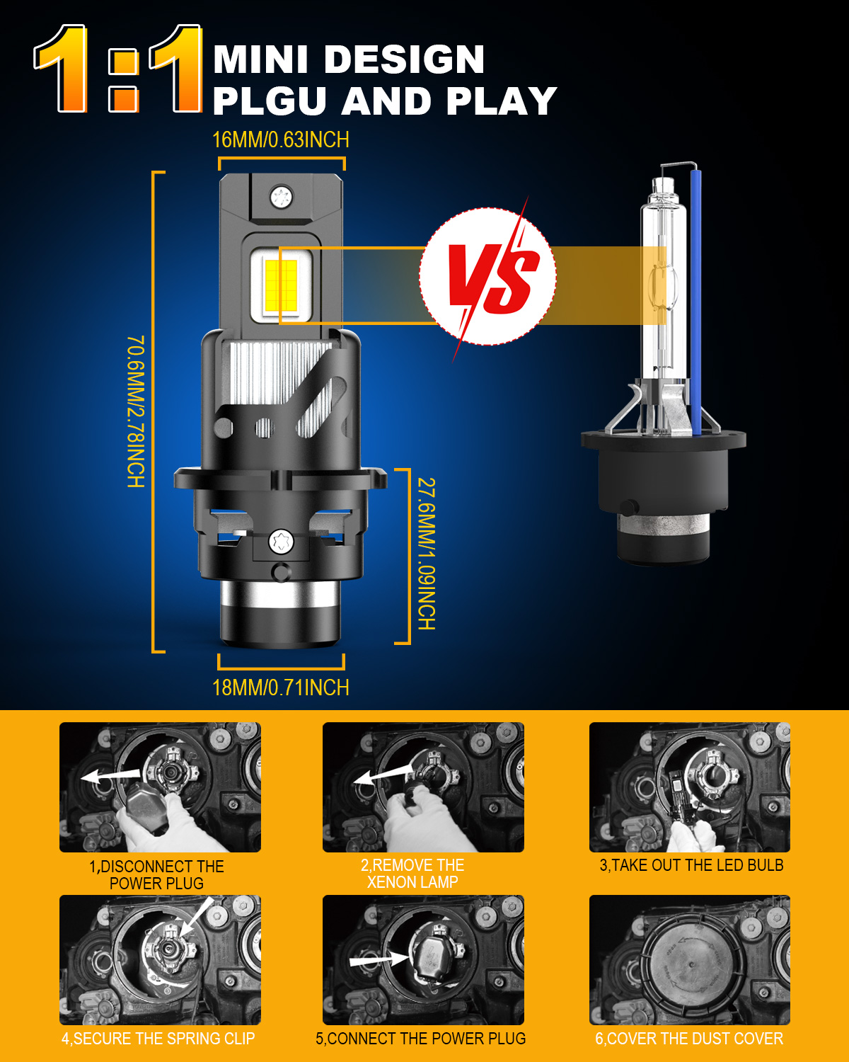 KATUR 2pcs D2S D4S Led Car Hea - огляд і ціна Led Headlight Bulb Canbus Error Free