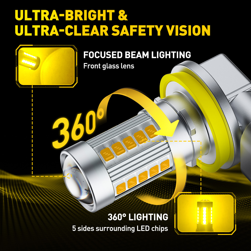 AUXITO 6G27 Fog Light H8 H9 H1 - огляд і ціна Led Fog Light H11 3000K Yellow