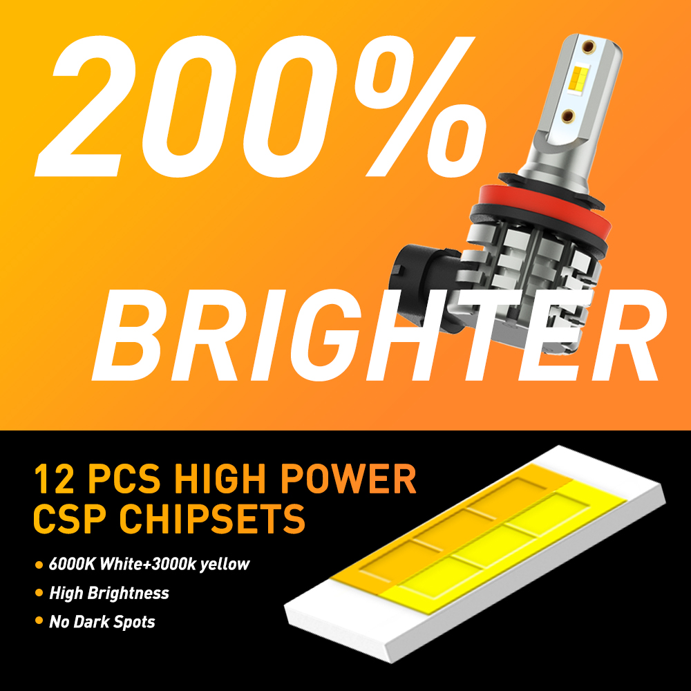 AUXITO 2Pcs Dual Color Switchb - огляд і ціна Led Fog Light H11 3000K Yellow