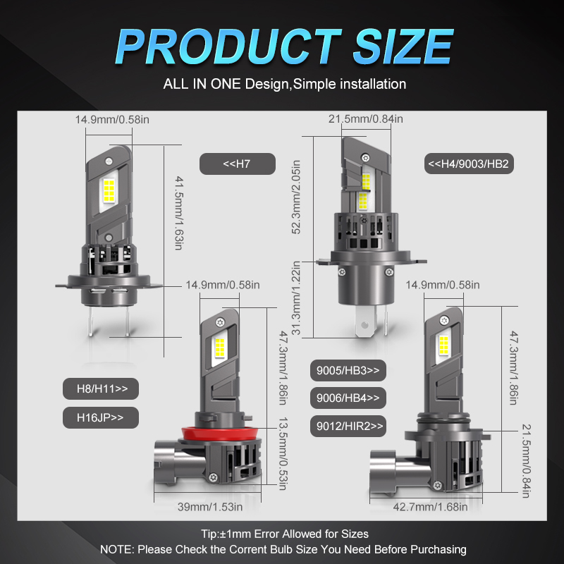 2Pcs 20000LM H8 H11 H7 LED CSP - огляд і ціна Led Headlight Bulb H7 20000Lm