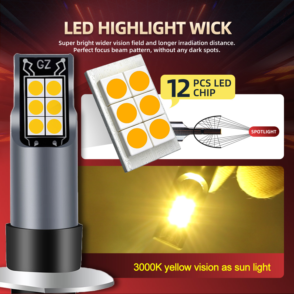 2Pcs Car Fog Light LED Bulb 30 - огляд і ціна Led Fog Light H11 3000K Yellow
