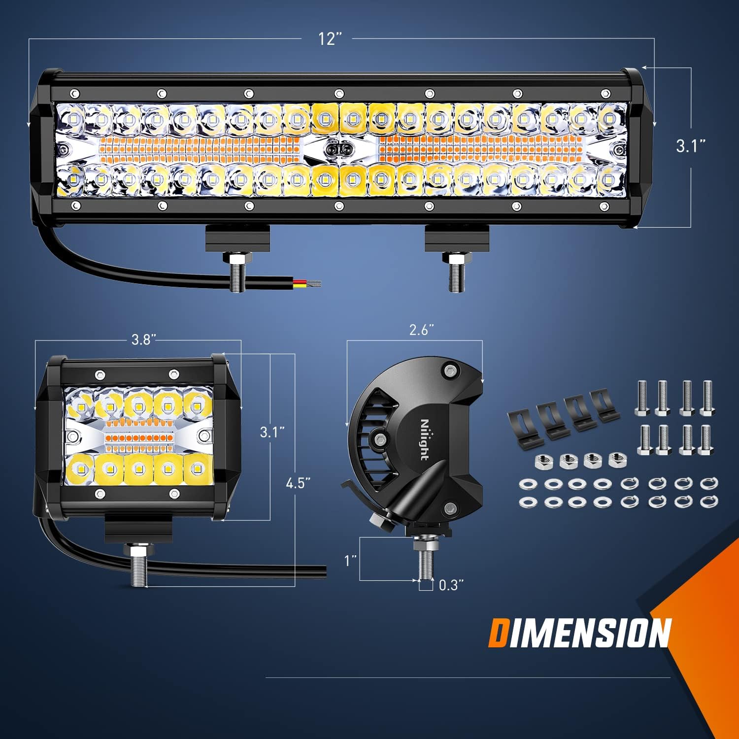 Nilight 12Inch 300W LED Light  - огляд і ціна Led Work Light Bar 12 Inch Offroad